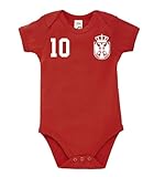 Kinder Baby Strampler Shirt Serbia Serbien mit Wunschname + Nummer - Rot 12-18 M
