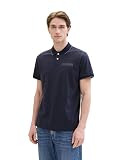 TOM TAILOR Herren Basic Poloshirt mit Streifen, navy fine stripe, L