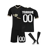 Generisch Fussball Trikot Kinder Personalisiert, Barcelona Trikot Set Kinder mit Jersey Shorts Socken, Personalisierte Fussball Trikots mit Namen und Nummer Fan-Geschenk