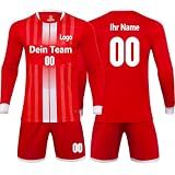 GEF1573ANTU Maßgeschneiderte Fußballtrikots Trikot-Set für Männer und Kinder mit Namen und Nummer, individuelles Fußball-Trikot für Jungen (Rot)
