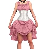 Mittelalter Kleid Damen Steampunk A-Linie Kleider Spitzen Vintage Gothic Kleidung Ärmellos Hohe Taille Partykleid Abendkleid Karneval Kostüm Renaissance Mittelalterk