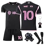 Pardofelis Trikot Fussball Jungen, Fußball Trikot Kinder Football Trainingsshirt Jersey, Fussball Trikot mit T-Shirt Shorts Socken und Schienbeinschoner Set (Schwarz, 26)