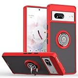 Topme Silikon Hülle für Google Pixel 8a (6.1' Inches) mit Drehbarem Ringhalter, Magnetischer Basis, Mattierte, Durchsichtige Handyhülle - R