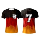 Herren T Shirt EM 2024 Fußball Trikot Mit Nummer Tshirt Fanartikel T Shirts Für Herren Kurzarm Rundhals Polo Shirt, blau, L