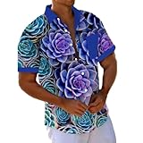 MEIMIYI Kurzarm Herren Outdoor Reise Vintage Hawaii Hemd Männer 3D Funky Digitales Drucken Freizeithemden Knopfleiste Persönlichkeit Trend Strandshirt UU-01 XXL