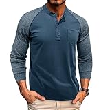 Langarm T-Shirt Herren Leichte Casual Atmungsaktiv Einfarbig Basic Shirt Klassisch All-Match Weich Komfortabel Mode T-Shirts J-Denim Blue XXL