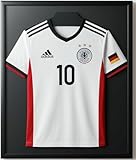 ACAZA Trikotrahmen 70 x 90cm XL Groß, 3D Bilderrahmen tief zum befüllen mit Fußball-, Eishockey-, Rugby-, NBA-trikot, mit Aufhänger, Aluminium und Acrylglas, Schw