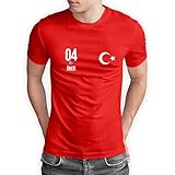 Türkei T-Shirt „EM 2024“ Türkiye Trikot Fußball Shirt Herren Damen Unisex Europameisterschaft - personalisiert mit Zahl & Namen - Fanartikel Fan-Outfit, Rot, Gr. L