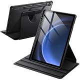 JETech Drehbare Hülle für Samsung Galaxy Tab S10 Lite / S10 FE / S9 FE 10,9 Zoll / S9 11 Zoll mit S Pen Halter, 360 Grad Drehbare Schutzhülle Ständer Transparente Rückseite (Schwarz)