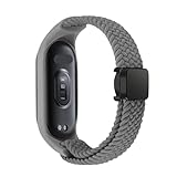 HSPTR Geflochtenes Riemen für Xiaomi Mi Band 8 Elastic Nylon Solo Loop Verstellbares Uhrenband Magnetische Schnallenarmband für Miband 8 NFC Watchbands(Gray,For Miband 7 6 5 4 3)