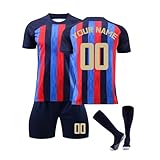 Generisch Personalisiertes Fußballtrikot für Kinder, 2024/2025Fußball Trikot,Anpassbarer Name und Nummer Kinder,Sportanzug Fußballtrikot-Set Shorts und Sock