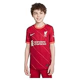 Nike Unisex Kinder Liverpool, sæson 2021/22, spiludstyr, trøje hjem Trikot, Gym Red/Bright Crimson/Fossil, S EU