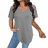 Damen Sale Angebote Weißes+T-Shirt+Damen+Locker Trikots & Shirts Sommer Baumwolle T Shirt Umstandsmode Big Tshirt Mit Knöpfen Garten Und Ich T-Shirts Silbernes Oversized Bluse Top Eleg