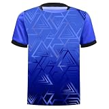 Jugaoge Jungen Fußball Trikot Sommer Sportshirts Kurzarm Funktionsshirt Trainingsshirt Fitness T-Shirt Jogging Running Oberteile Tank Tops Blau 134-140