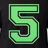 20,3 cm große Glitzer-Aufbügelnummer 5 (Fünf 5) – große Wärmeübertragungszahl für Trikots, T-Shirts, Sportuniformen, Basketball, Fußball – Stil C (Neongrün 5)