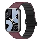 VELORE Silikonmagnetband für Original Xiaomi Miband 9 Pro/Redmi Uhr 4 -Gurt -Uhrband -Armband für Mi Band 8 Pro -Armband(Wine Red-Black,For Miband 9 Pro)
