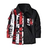 Bike Shirt Jungen Mädchen Hemd Mantel Jacke Patchwork Cartoon Drucke Langarm Kinder Revers Knopf Tops Outwear Gelbes Shirt Jungen (Red, 5-6 Years)