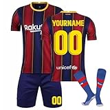 Trikot Personalisiert Kinder Trikot mit Eigenem Namen & Nummer Neue Saison Hause/Auswärts Fußball Trikots Shorts Socken Set für Kinder/Erwachsene Fussball Jersey Trainingsanzug für Junge Herren A01