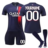 HGWOPGASD Fussball Trikot Kinder Set 24/25 Personalisiert drucken Eigenem Namen Nummer mit Shorts und Socken Football Training Erwachsene und Jungen Tshirts Sets Fussball Geschenke Jungen A01
