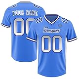 Individuelles Rugby Trikots Kurzarm American Football Trikot Shirts Atmungsaktiv Spieltrikots Sports Custom Football Jersey Modern Oberteil Locker Sportshirt Uniformen 5-Sky B