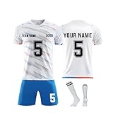 Generisch Personalise Herren Fußball Trikot Football Spieltrikot Individuelles Fußballtrikot Jersey Shorts Socken 3 Teilig Set Atmungsaktiv Trainingsanzug Schnelltrocknend Sportanzug 6-Yellow