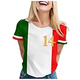 Lässiges T-Shirt mit Aufdruck für Damen zur Europameisterschaft 2024 in Italien (White, S)