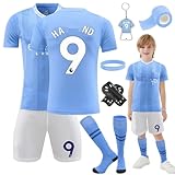 Fussball Trikot Kinder Set, Heimtrikots/Auswärtstrikots Trikot Jungen, Fußball T-Shirt Shorts, Football socken, Schienbeinschoner, Fußbälle Jersey Schlüsselanhänger, Bracelet und Bandag