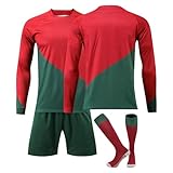Generisch C7 Langarm Fußball Trikot Shorts Socken Sets für Kinder/Erwachsener, Nr.7 Fussball Trikot Trainingsanzug Jungen H