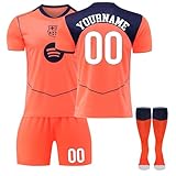 Generisch Barcelona 25/26 Personalisiert Fußballtrikots mit Eigenem Namen/Nummer, Benutzerdefiniert Fussball Trikot Shorts Socken Trainingsset für Herren/