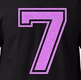 20,3 cm Glitzer-Aufbügelnummer 7 (Seven 7) – Große Wärmeübertragungszahl für Trikots, T-Shirts, Sportuniformen, Basketball, Fußball – Stil C (Neon Purple 7)