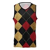EtherSpher Basketball-Trainingstrikot mit klassischem Karomuster, feuchtigkeitsableitend, für Herren, Damen, Jugendbekleidung, Klassisch kariert Gold Rot, XL