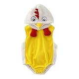 Generisch Kleinkind Jungen Mädchen Cosplay Huhn Tier Kostüm Winter Fleece Kapuzen Strampler Bodys Kleidung (White, 18-24 Months)