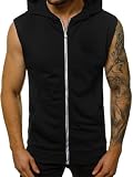 ZACOLLAN Tank Top Herren Ärmellos Mode Casual Trainingsshirt Wandern Bergsteigen Running Sportshirt Fitness Schwitzen Atmungsaktiv Kapuzenpullover F-Black 3XL