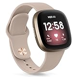 Oumida Armband für Damen Herren, Silikon, Sport Ersatz Uhrenarmband für Fitbit Versa 3/Versa 4/Sense/Sense 2, Milchtee Farb