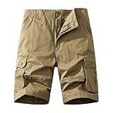 MOKBAY Kurze Hose Kurze Arbeitshose Herren Stretch Bermuda Shorts mit Taschen Tactical Offerta a Tempo Große Größen Sporthosen Schwarze Baggy Cargo Work Arbeitshose Shorts Herren Cargo 32