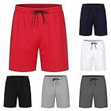 Herren-Sport-Shorts mit Netzstoff, schnelltrocknend, atmungsaktiv, Trainings-Shorts, leichte Fitnesshose, Workout, Bodybuilding, Outdoor, Sporthose zum Joggen, rot, S