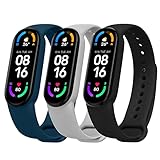 Ainiv 3 Pack Armband Kompatibel mit Xiaomi Mi Band 5 / Band 6/Amazfit Band 5, Weiches Silikon Verstellbare Fitness Ersatzbänder für Xiaomi Mi Band 5/6 Armband, Wasserdicht Ersatzb