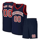 Personalisierte Basketball Trikot 2 Teiliges Set mit Jersey Shirt und Shorts für Herren/Damen/Jungen/Kinder Outdoor Zubehör Kurze Hose Mädchen 158 Geschenke Sp
