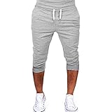 Herren-Shorts, Sommer, legere Jogger, Stretch-Shorts mit Handytasche, 2-in-1, Fitness-Shorts, schnelltrocknend, grau, XL