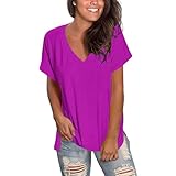 CHANGTAI Angebote Personalisierte Tshirt Damen mit Druck V-Ausschnitt Longshirt Kurzarm Oberteile Lose T-Shirt Casual Blusen Sommer Tunika T Shirt für Teenager Mädchen Paare Gutscheine R