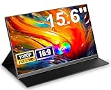 15,6'' Portable Monitor, 1080P FHD Tragbarer Monitor mit Schutzhülle, Tragbarer Mobiler IPS Bildschirm mit Lautsprechern, Ultra-Dünner Zweitbildschirm für Laptop/PC/Mac/Xbox- USB-C & HDMI