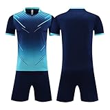 Generisch Fußball Trikot Personalisiert mit Namen Nummer Team Logo, Atmungsaktiv Fussballtrikot Selbst Gestalten Football Sportshirt Set Herren Jungen Custom Tshirts & S