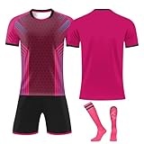 Generisch Jungen Kinder Fussball Trikot Set Personalisiert Trikot mit Namen Nummer Team Logo, Trikots Set mit Shorts Football Socken, Fußball Training Skleidung