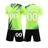 Trikot Kinder mit Namen Nummer Logo Fußball Trikot Herren Selbst Gestalten Fußballtrikots - Custom Jersey Shorts Personalisierte Fussball Trikots Torwarttrikot Bedrucken Grün M