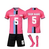 Generisch Personalised Herren Fußball Trikot Football Spieltrikot Individuelles Name Nummer Logo Fußballtrikots Atmungsaktiv Trainingsanzug Jersey Shorts Socken 3 Teilig Sets 4-Pink