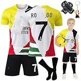 Fussball Trikot Kinder Set, #7#10 Gedenkausgabe Trikot Jungen,Fussball T-Shirt Shorts, Football socken, Knieschützer Set und Fußbälle Jersey Schlüsselanhäng