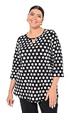 Ulla Popken Damen Shirt, Tupfen, Classic, Rundhals, 3/4-arm, Graubeige, 50-52 EU