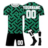 Generisch Personalise Fußball Trikot Herren Football Spieltrikot Jersey Shorts Socken 3 Teilig Trainingsanzug Individuelles Fußballtrikot Atmungsaktiv Sportanzug Erwachsener Kinder 5-Dark G