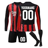 Generisch Personalisiert Langarmshirt für Kinder, Hause/Auswärts Fussball Trikot Shorts Socken Sets Trainingsanzug Jungen Herren mit Namen Nummern Herbst/Winter Fußball Trik