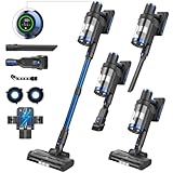 Nigecue 550W/45000Pa/60Min Akku Staubsauger, Staubsauger Kabellos mit Smart Touchscreen und Ladestation, Anti-Tangle-Bürste, 1.5L Staubbehälter, Stabstaubsauger für Hartböden Teppiche T